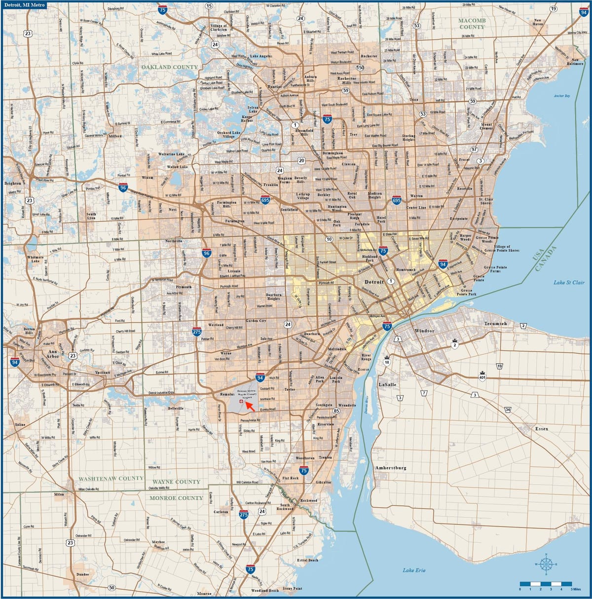 底特律机场地图