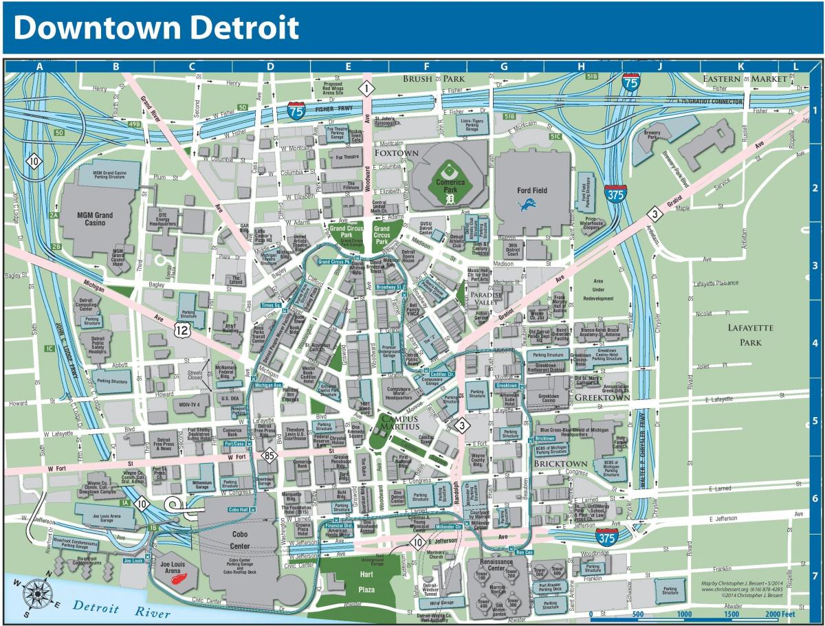 底特律市中心地图